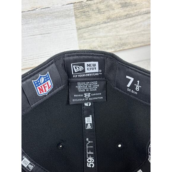 New Era 59Fifty Men’s 7 1/8 Atlanta Falcons Fitted Hat Black NFL Football Cap - Picture 3 of 5